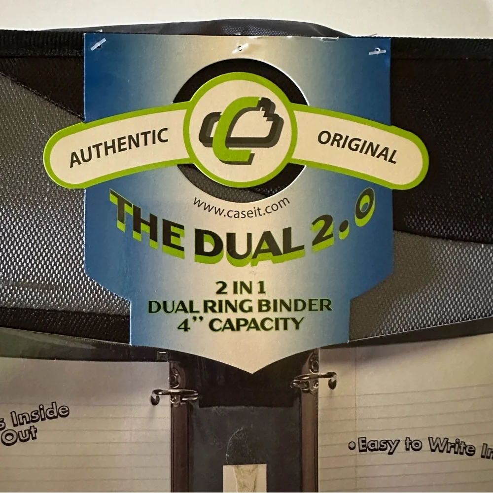 NWT CASE IT THE DUAL 2.0 BLACK/GRAY 2-IN-1 DUAL RING BINDER 4